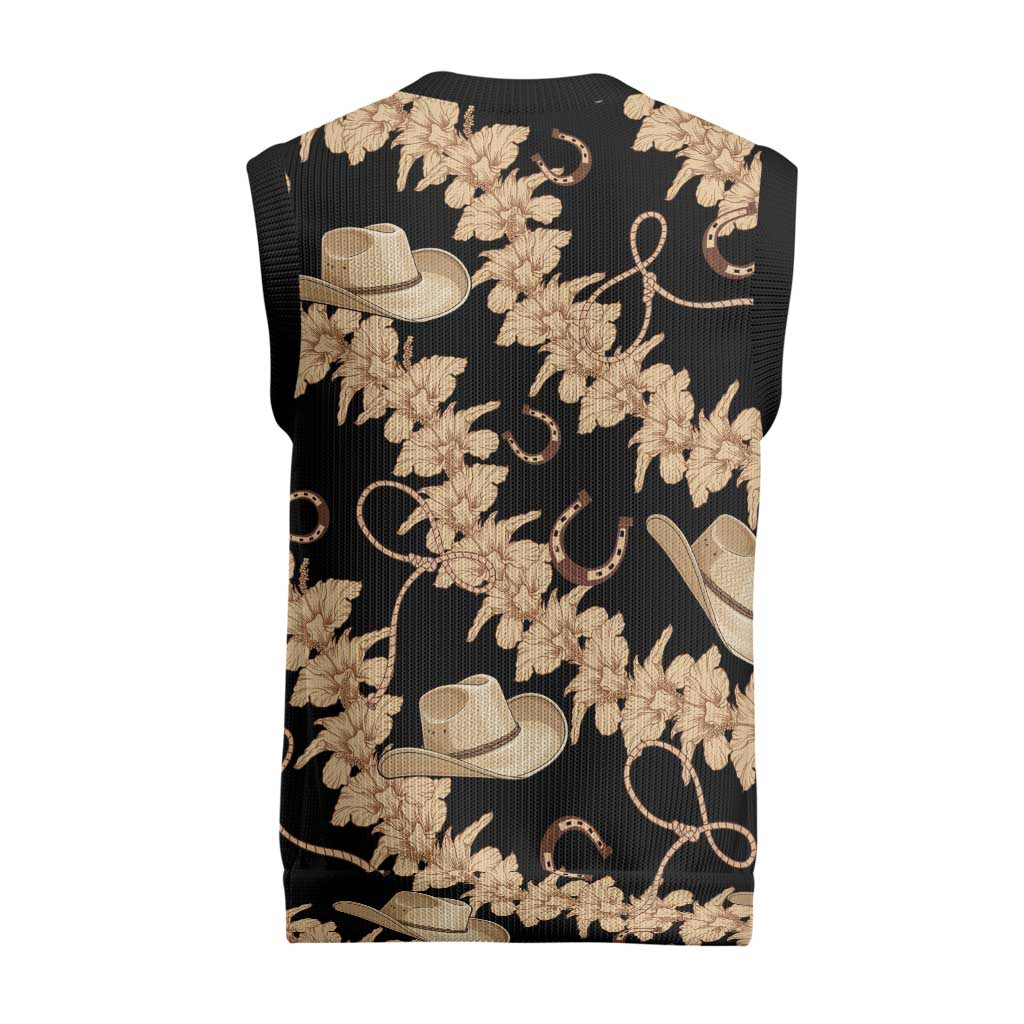 Vanuatu Cowboy Christmas Knitted V-Neck Vest Seamless Straw Hats Hibiscus LT14 - Polynesian Pride