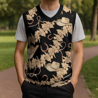 Vanuatu Cowboy Christmas Knitted V-Neck Vest Seamless Straw Hats Hibiscus LT14 - Polynesian Pride