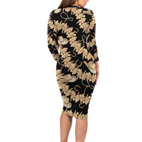 Vanuatu Cowboy Long Sleeve Bodycon Dress Seamless Straw Hats Hibiscus - Polynesian Pride