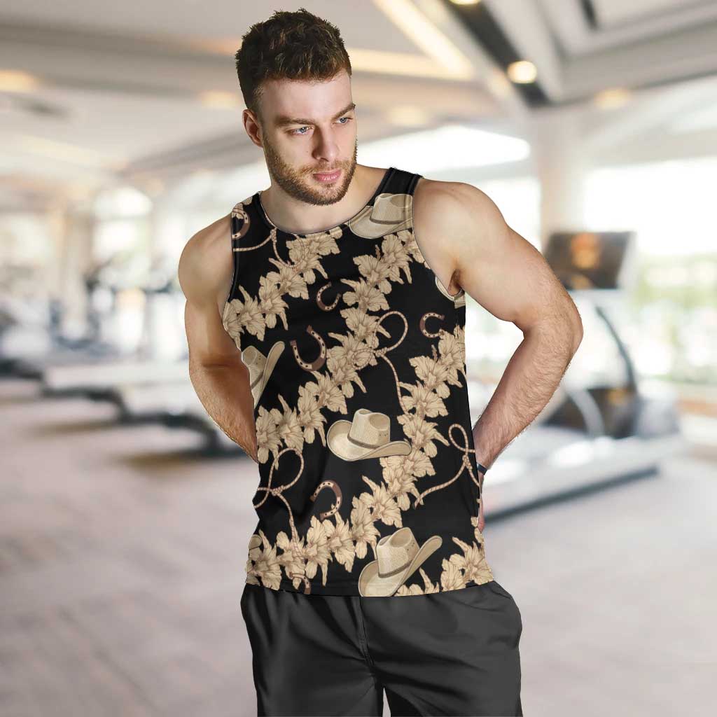 Vanuatu Cowboy Men Tank Top Seamless Straw Hats Hibiscus - Polynesian Pride