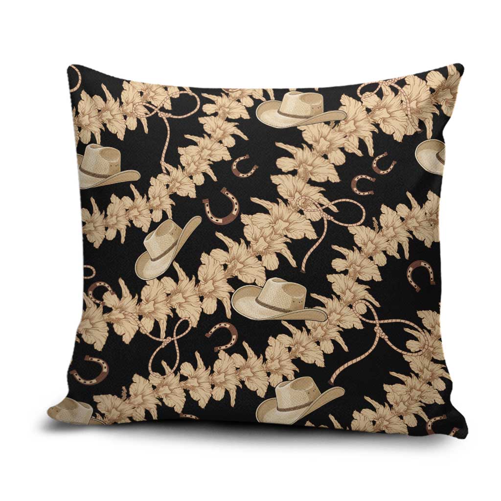 Vanuatu Cowboy Pillow Cover Seamless Straw Hats Hibiscus - Polynesian Pride