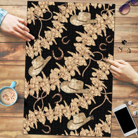 Vanuatu Cowboy Puzzle Seamless Straw Hats Hibiscus LT14 Black - Polynesian Pride