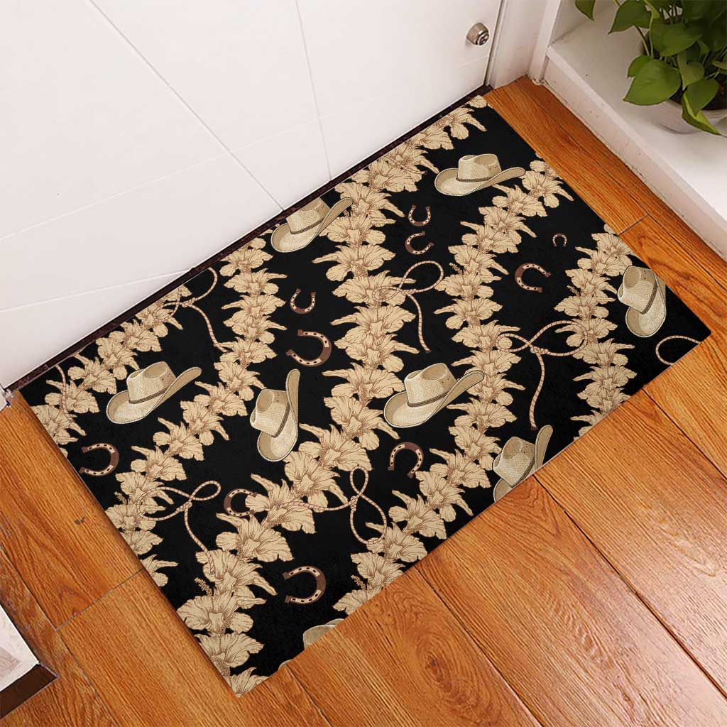Vanuatu Cowboy Rubber Doormat Seamless Straw Hats Hibiscus LT14 - Polynesian Pride