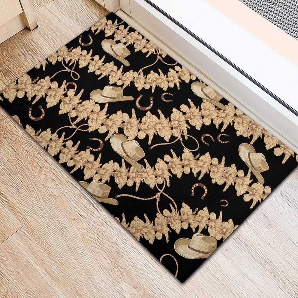 Vanuatu Cowboy Rubber Doormat Seamless Straw Hats Hibiscus LT14 - Polynesian Pride
