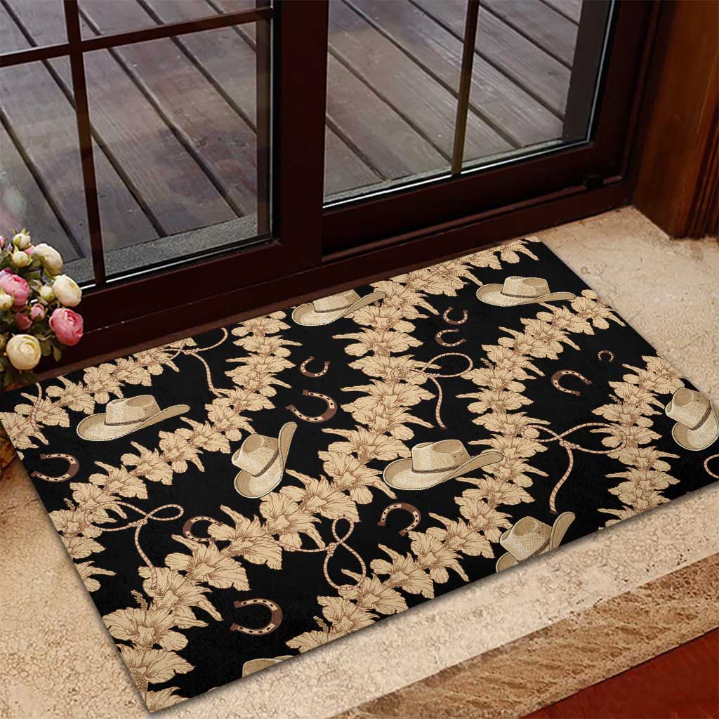 Vanuatu Cowboy Rubber Doormat Seamless Straw Hats Hibiscus LT14 - Polynesian Pride