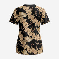Vanuatu Cowboy Scrub Top Seamless Straw Hats Hibiscus LT14 - Polynesian Pride