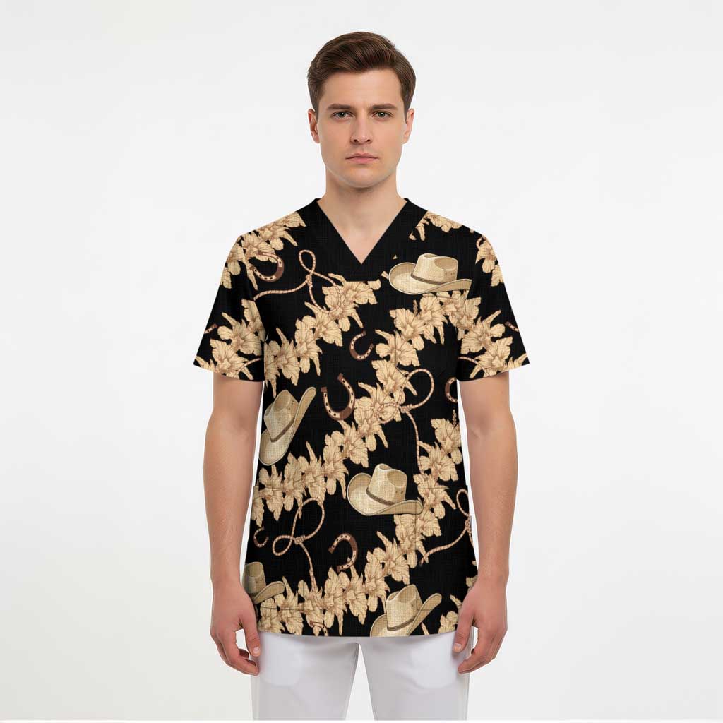 Vanuatu Cowboy Scrub Top Seamless Straw Hats Hibiscus LT14 - Polynesian Pride