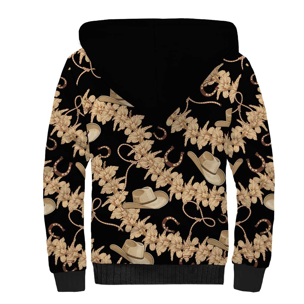 Vanuatu Cowboy Sherpa Hoodie Seamless Straw Hats Hibiscus LT14 - Polynesian Pride