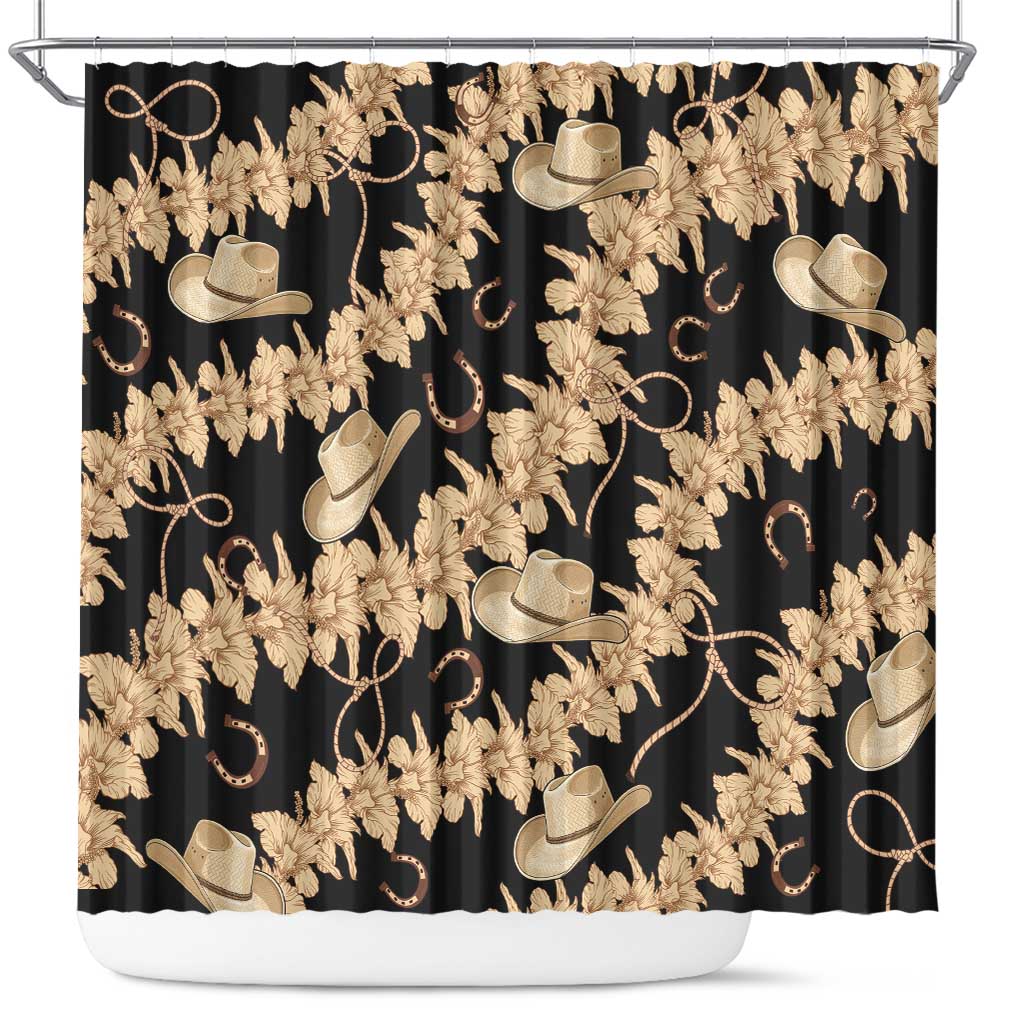 Vanuatu Cowboy Shower Curtain Seamless Straw Hats Hibiscus - Polynesian Pride