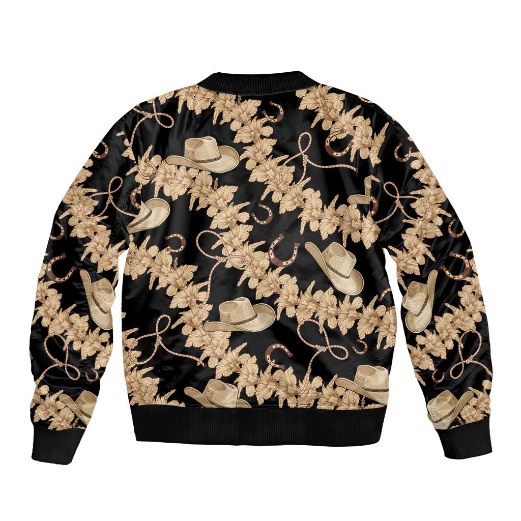 Vanuatu Cowboy Sleeve Zip Bomber Jacket Seamless Straw Hats Hibiscus - Polynesian Pride