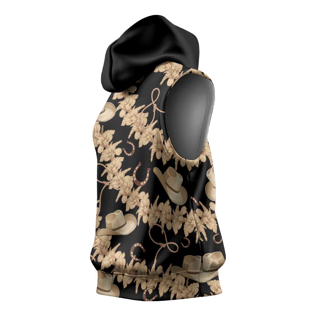 Vanuatu Cowboy Sleeveless Hoodie Seamless Straw Hats Hibiscus - Polynesian Pride