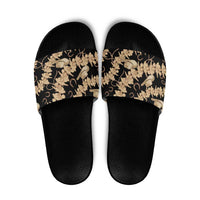 Vanuatu Cowboy Slide Sandals Seamless Straw Hats Hibiscus LT14 Black - Polynesian Pride