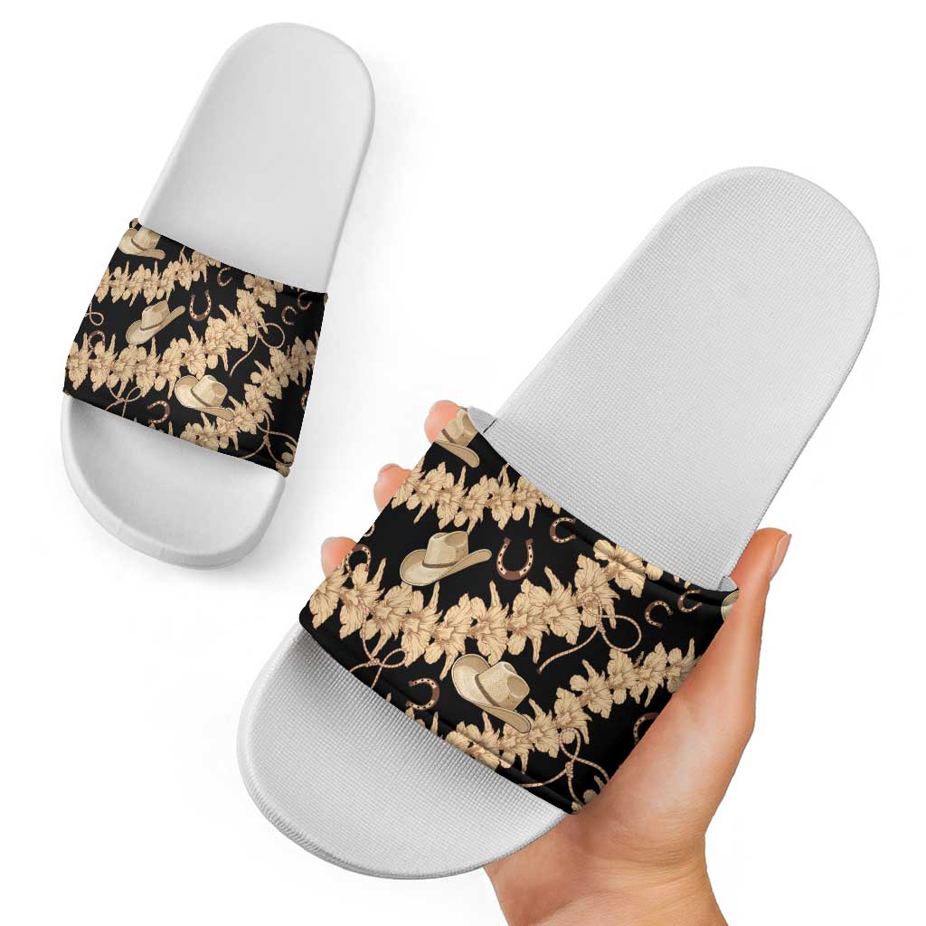 Vanuatu Cowboy Slide Sandals Seamless Straw Hats Hibiscus LT14 - Polynesian Pride