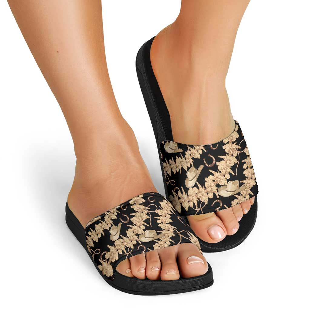 Vanuatu Cowboy Slide Sandals Seamless Straw Hats Hibiscus LT14 - Polynesian Pride