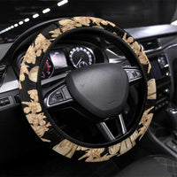 Vanuatu Cowboy Steering Wheel Cover Seamless Straw Hats Hibiscus LT14 Universal Fit Black - Polynesian Pride