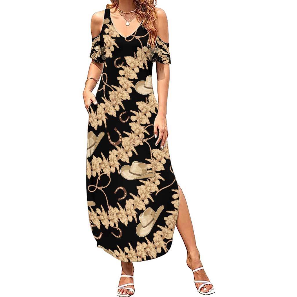 Vanuatu Cowboy Summer Maxi Dress Seamless Straw Hats Hibiscus - Polynesian Pride