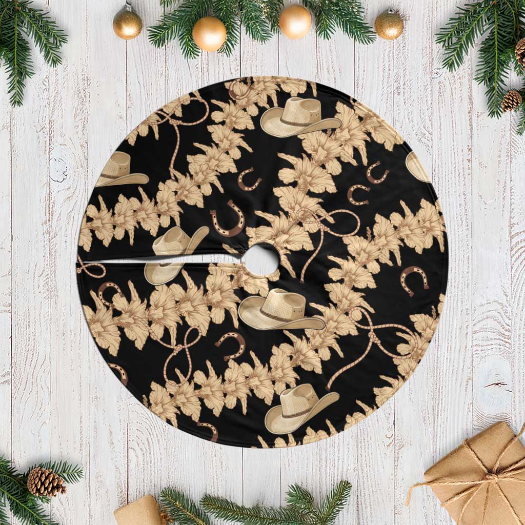Vanuatu Cowboy Tree Skirt Seamless Straw Hats Hibiscus LT14 Casual Black - Polynesian Pride