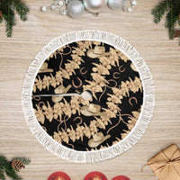 Vanuatu Cowboy Tree Skirt Seamless Straw Hats Hibiscus LT14 Fringed Black - Polynesian Pride