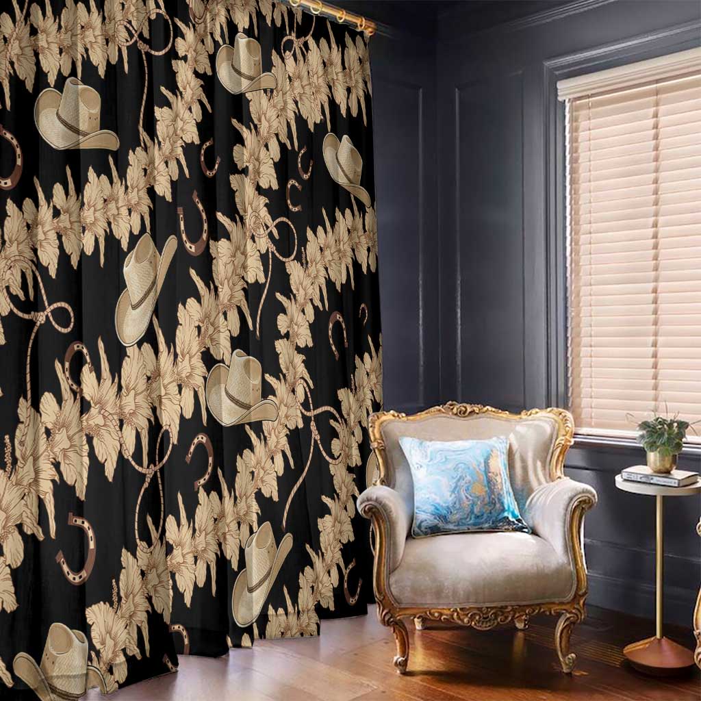 Vanuatu Cowboy Window Curtain Seamless Straw Hats Hibiscus - Polynesian Pride