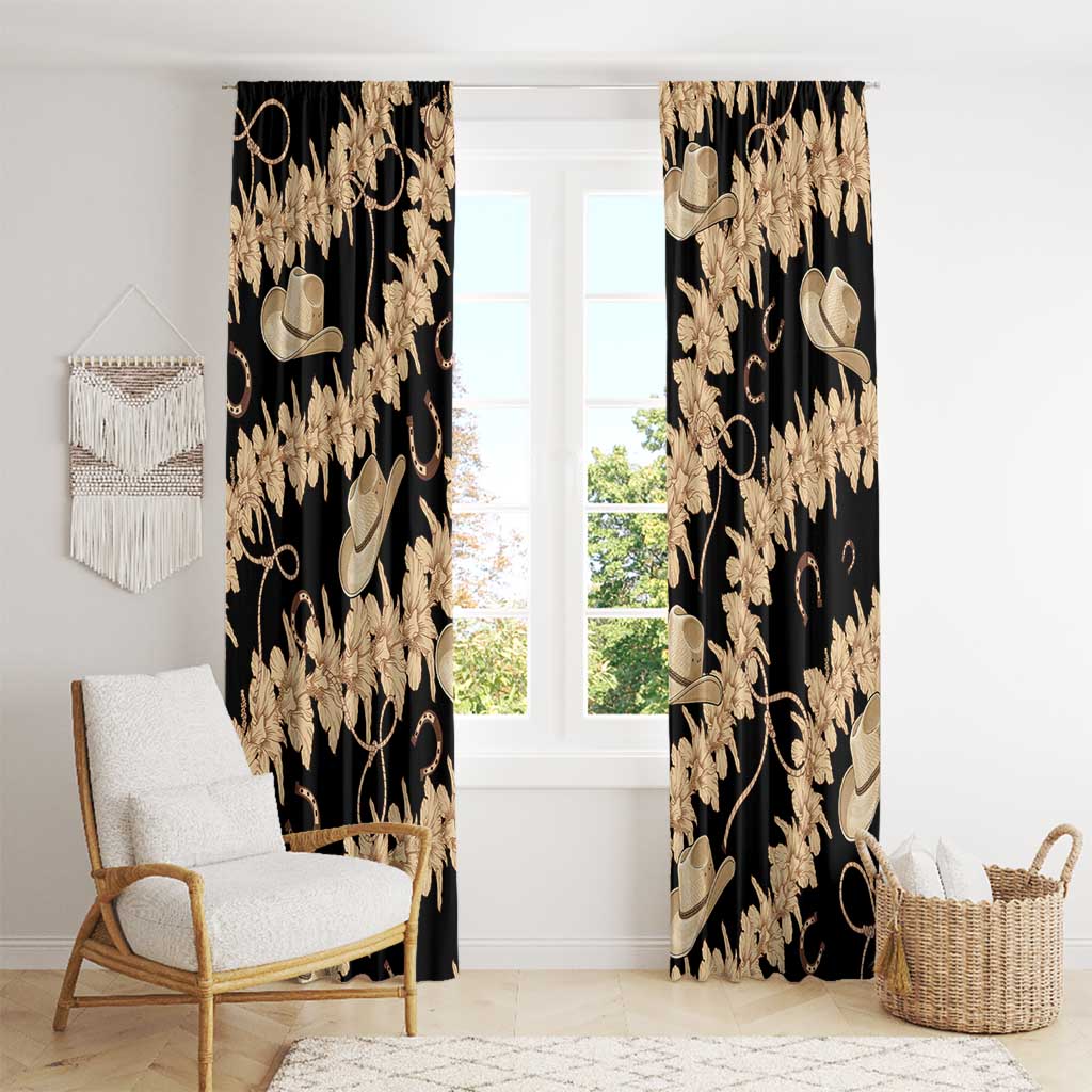 Vanuatu Cowboy Window Curtain Seamless Straw Hats Hibiscus - Polynesian Pride