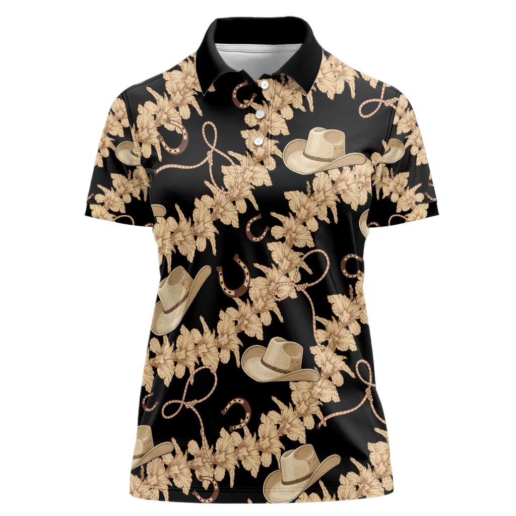 Vanuatu Cowboy Women Polo Shirt Seamless Straw Hats Hibiscus - Polynesian Pride