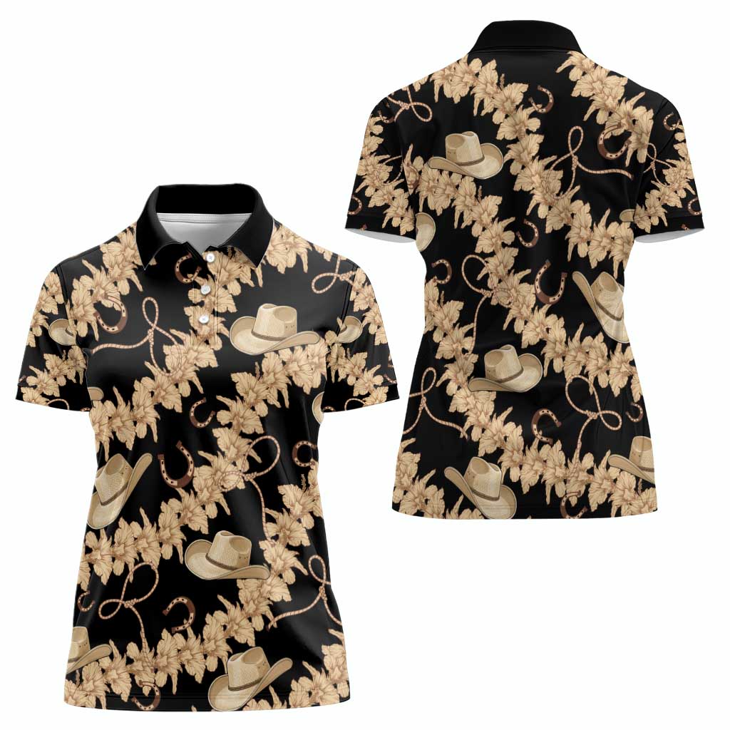 Vanuatu Cowboy Women Polo Shirt Seamless Straw Hats Hibiscus - Polynesian Pride