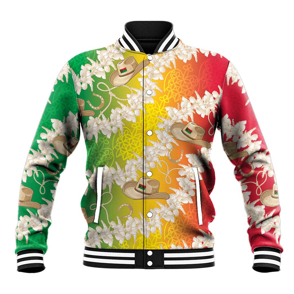 Vanuatu Cowboy Baseball Jacket Straw Hats Hibiscus With Sand Drawing LT14 Unisex Reggae - Polynesian Pride