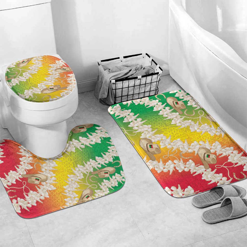 Vanuatu Cowboy Bathroom Set Straw Hats Hibiscus With Sand Drawing - Polynesian Pride