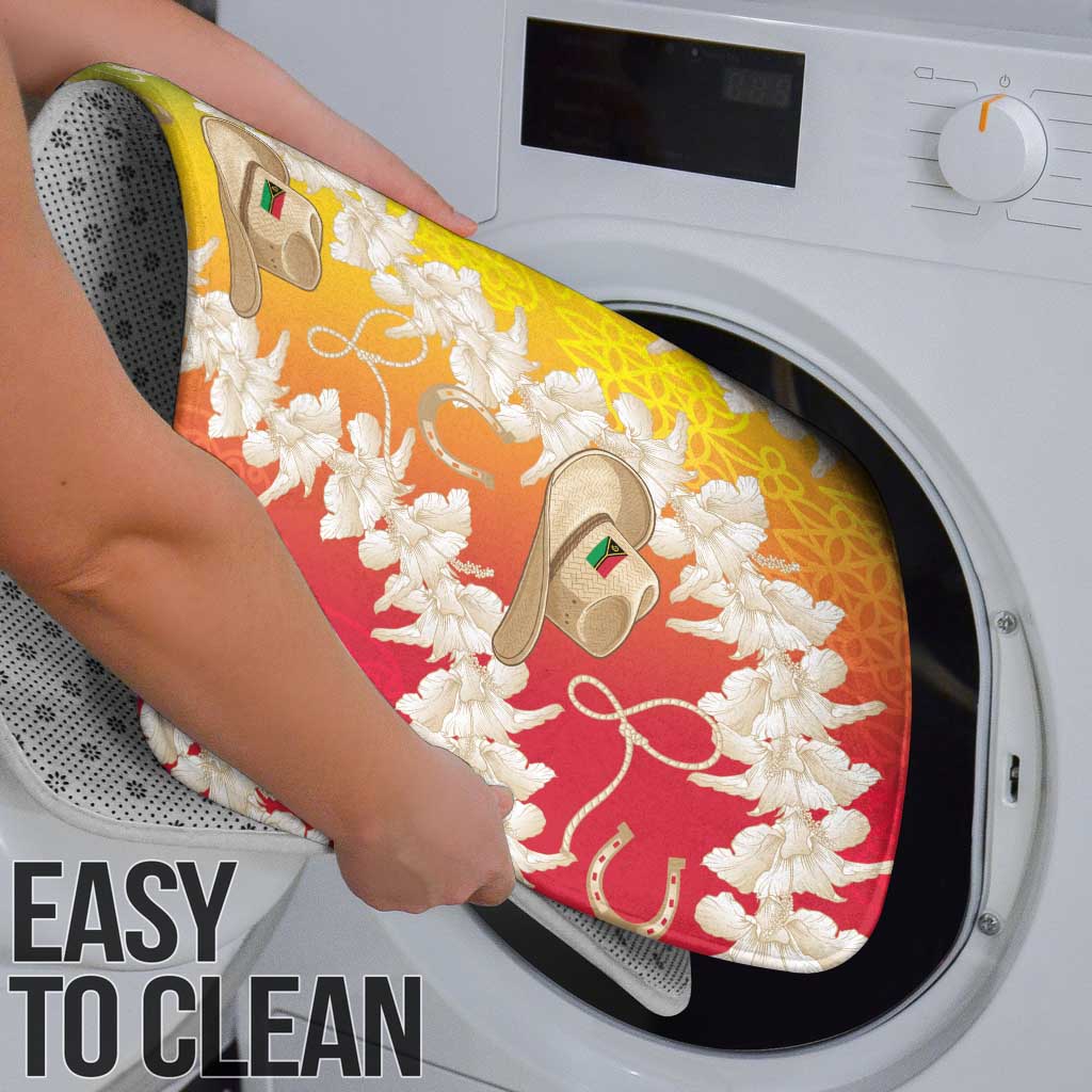 Vanuatu Cowboy Bathroom Set Straw Hats Hibiscus With Sand Drawing - Polynesian Pride