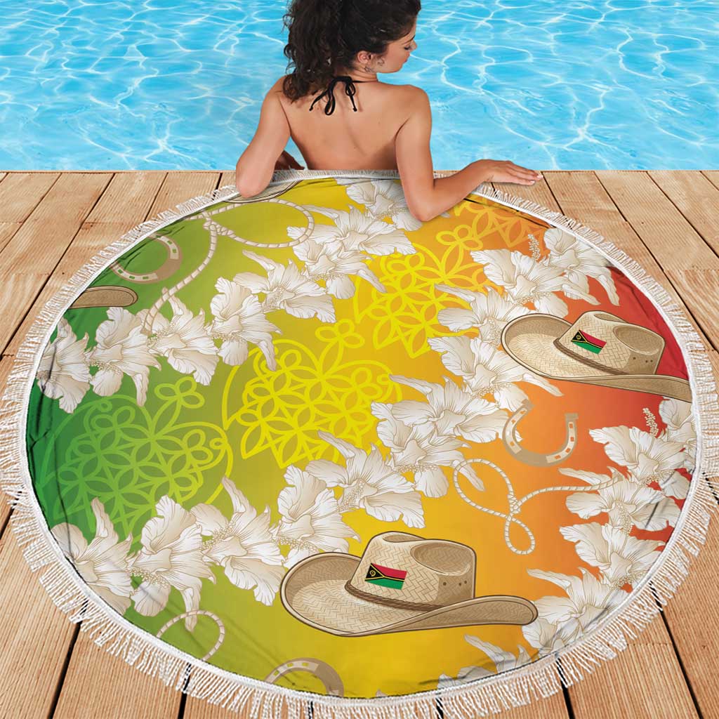 Vanuatu Cowboy Beach Blanket Straw Hats Hibiscus With Sand Drawing LT14 - Polynesian Pride