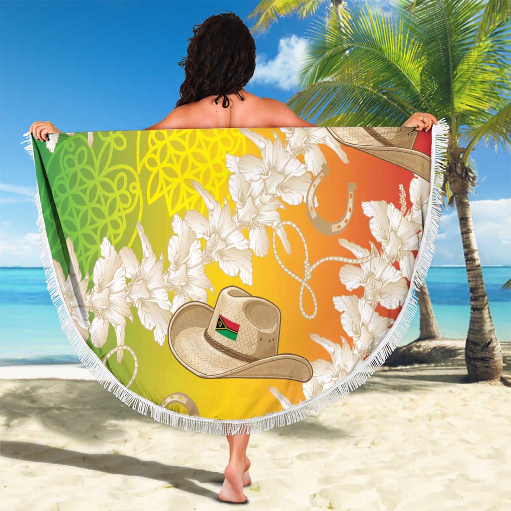 Vanuatu Cowboy Beach Blanket Straw Hats Hibiscus With Sand Drawing LT14 - Polynesian Pride