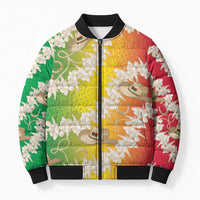 Vanuatu Cowboy Bomber Puffer Jacket Straw Hats Hibiscus With Sand Drawing LT14 Unisex Reggae - Polynesian Pride