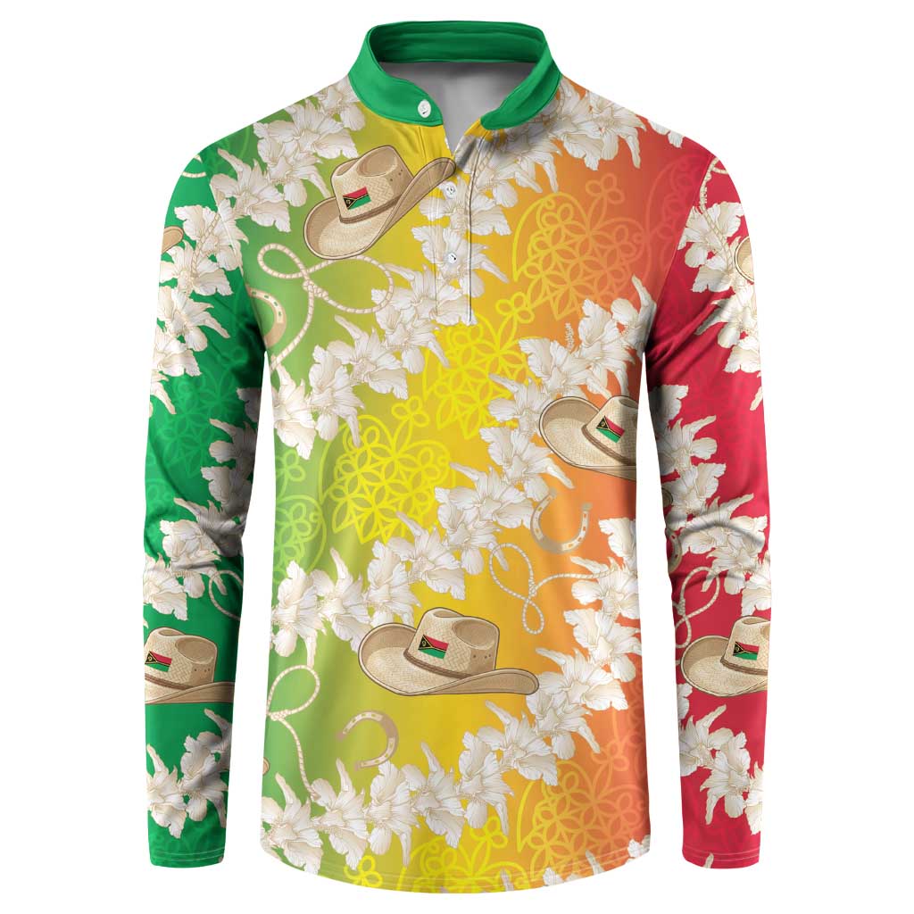 Vanuatu Cowboy Button Sweatshirt Straw Hats Hibiscus With Sand Drawing LT14 Reggae - Polynesian Pride