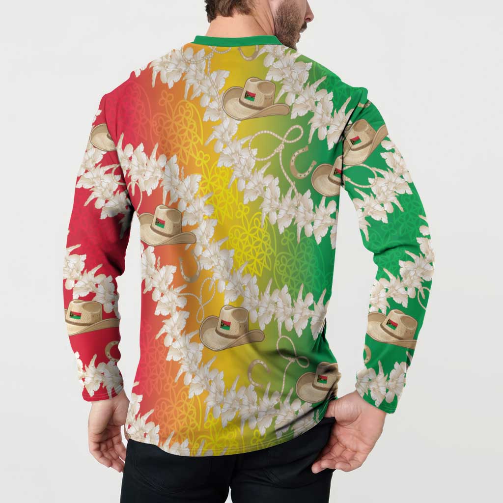 Vanuatu Cowboy Button Sweatshirt Straw Hats Hibiscus With Sand Drawing LT14 - Polynesian Pride