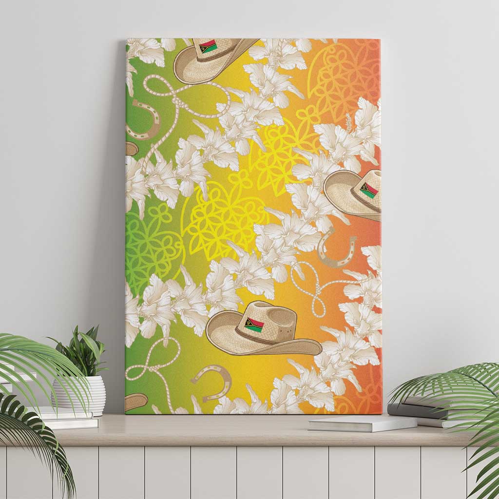 Vanuatu Cowboy Canvas Wall Art Straw Hats Hibiscus With Sand Drawing LT14 - Polynesian Pride