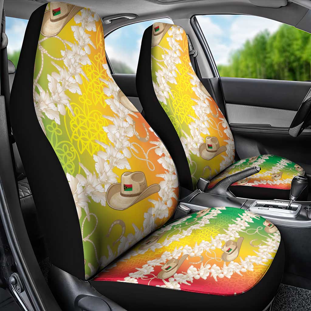 Vanuatu Cowboy Car Seat Cover Straw Hats Hibiscus With Sand Drawing - Polynesian Pride