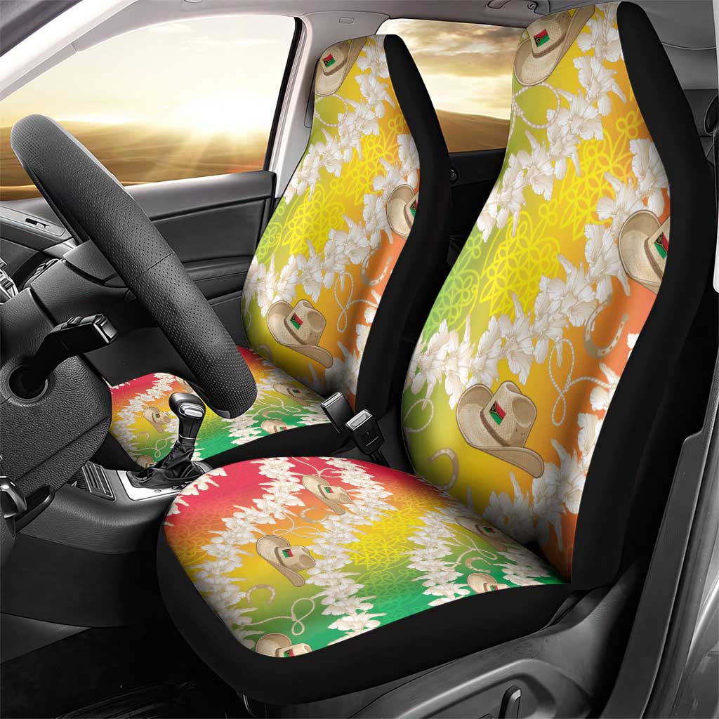 Vanuatu Cowboy Car Seat Cover Straw Hats Hibiscus With Sand Drawing - Polynesian Pride