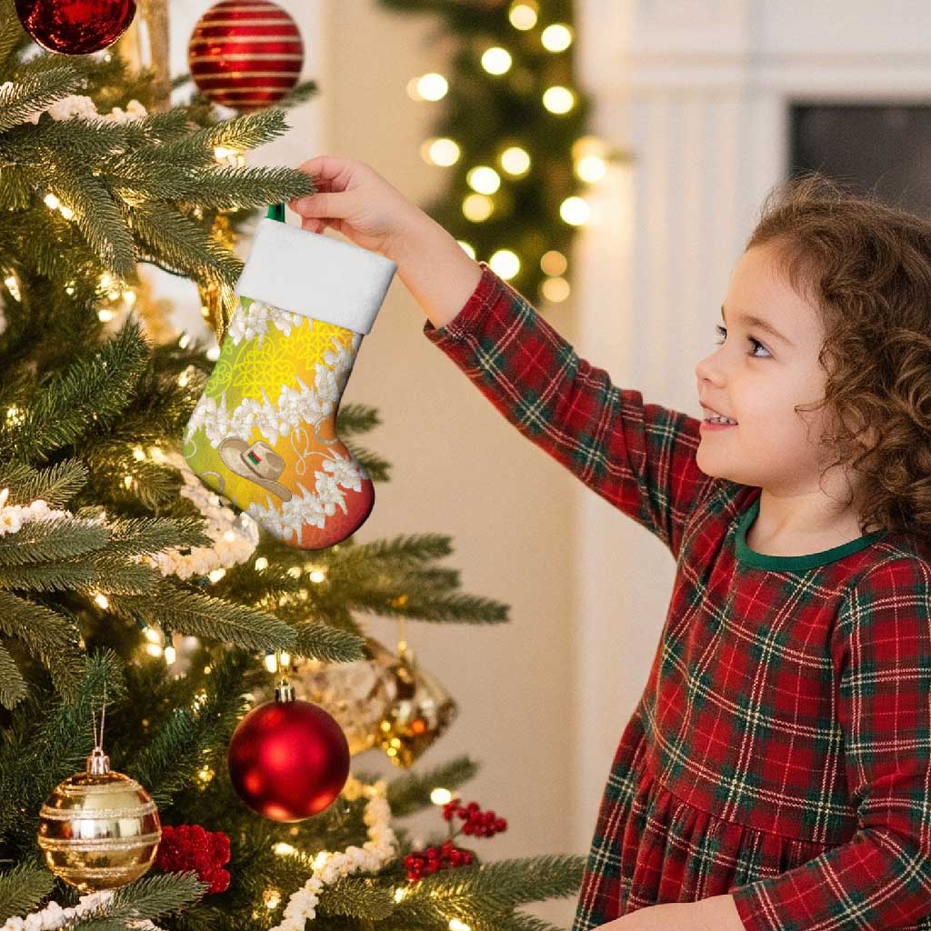 Vanuatu Cowboy Christmas Stocking Straw Hats Hibiscus With Sand Drawing - Polynesian Pride