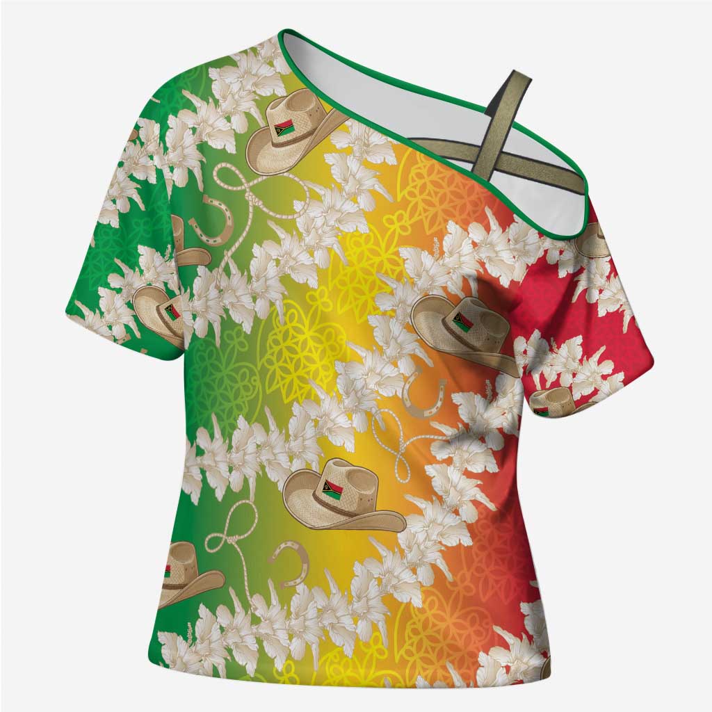 Vanuatu Cowboy Cross Shoulder Shirt Straw Hats Hibiscus With Sand Drawing LT14 Female Reggae - Polynesian Pride
