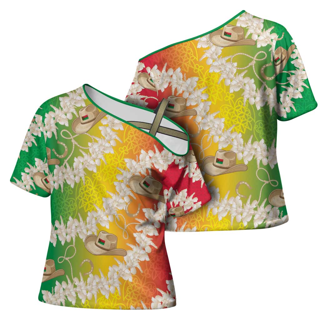 Vanuatu Cowboy Cross Shoulder Shirt Straw Hats Hibiscus With Sand Drawing LT14 - Polynesian Pride