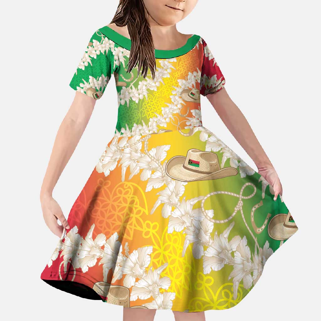 Vanuatu Cowboy Family Matching Tank Maxi Dress and Hawaiian Shirt Straw Hats Hibiscus With Sand Drawing - Polynesian Pride