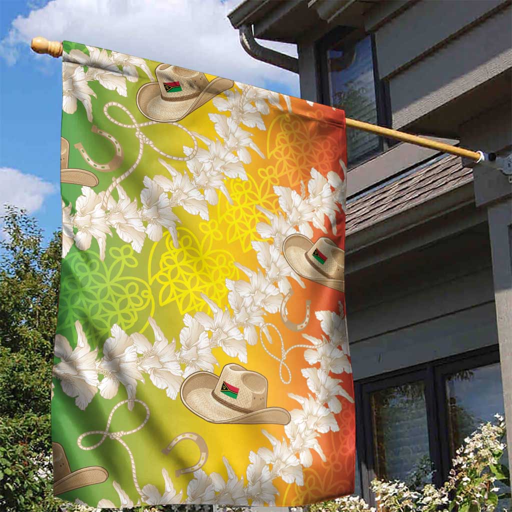 Vanuatu Cowboy Garden Flag Straw Hats Hibiscus With Sand Drawing - Polynesian Pride