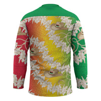 Vanuatu Cowboy Hockey Jersey Straw Hats Hibiscus With Sand Drawing - Polynesian Pride