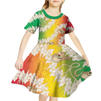 Vanuatu Cowboy Kid Short Sleeve Dress Straw Hats Hibiscus With Sand Drawing - Polynesian Pride