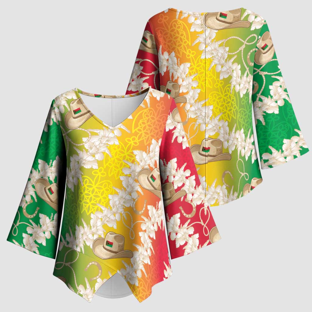 Vanuatu Cowboy Kimono Sleeve Blouse Straw Hats Hibiscus With Sand Drawing LT14 - Polynesian Pride