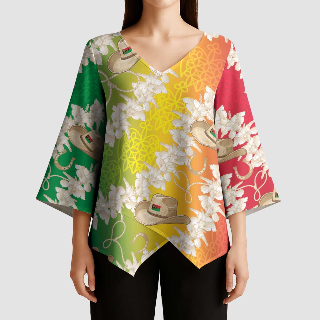 Vanuatu Cowboy Kimono Sleeve Blouse Straw Hats Hibiscus With Sand Drawing LT14 - Polynesian Pride