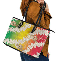 Vanuatu Cowboy Leather Tote Bag Straw Hats Hibiscus With Sand Drawing - Polynesian Pride