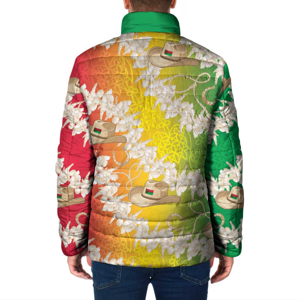 Vanuatu Cowboy Padded Jacket Straw Hats Hibiscus With Sand Drawing LT14 - Polynesian Pride