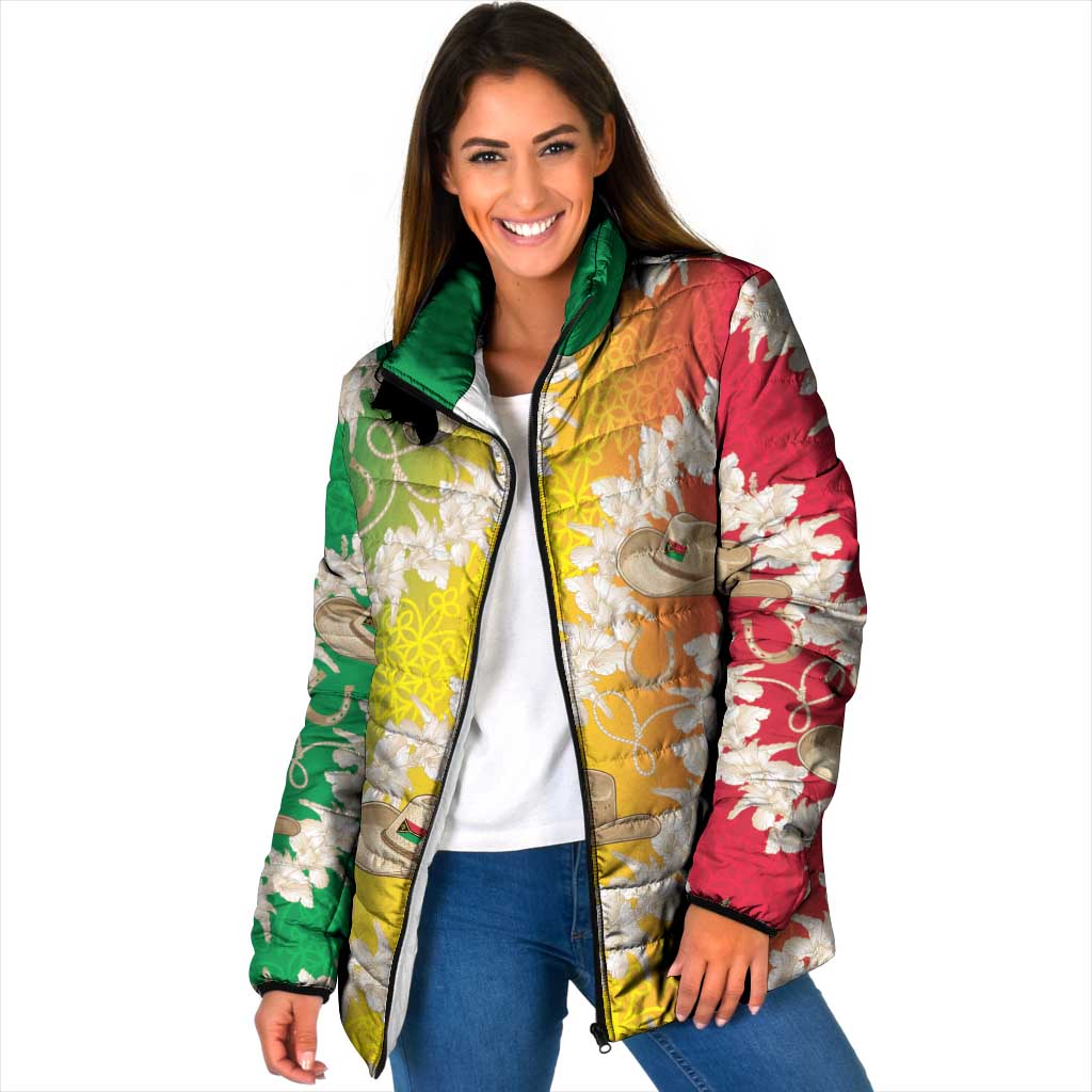 Vanuatu Cowboy Padded Jacket Straw Hats Hibiscus With Sand Drawing LT14 Women Reggae - Polynesian Pride