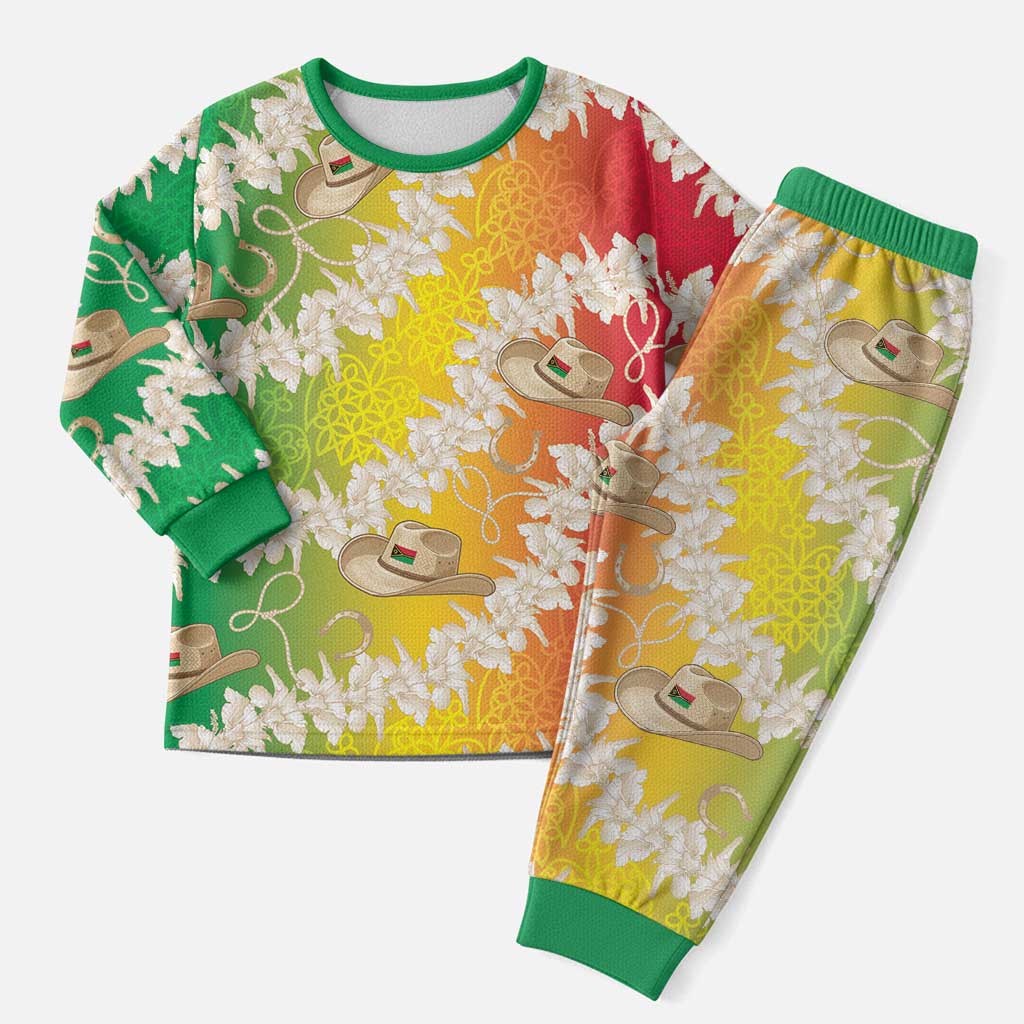 Vanuatu Cowboy Christmas Pajama Set Straw Hats Hibiscus With Sand Drawing LT14 Men Reggae - Polynesian Pride